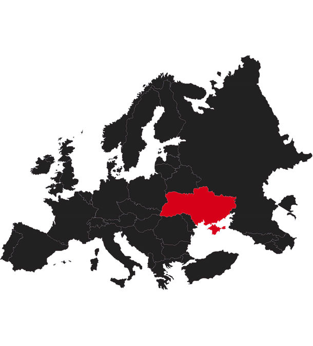 Map of Europe with Ukraine highlighted